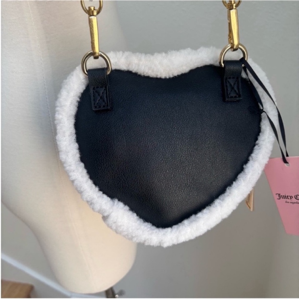 Juicy Couture Crossbody Bag Heart Shaped Sheer Genius Sherpa Silver Black Gold - Picture 7 of 12